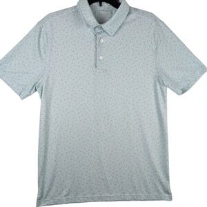 Members Mark Men Patterned Performance Polo Shirt Green Blue Size M Short Sleeve